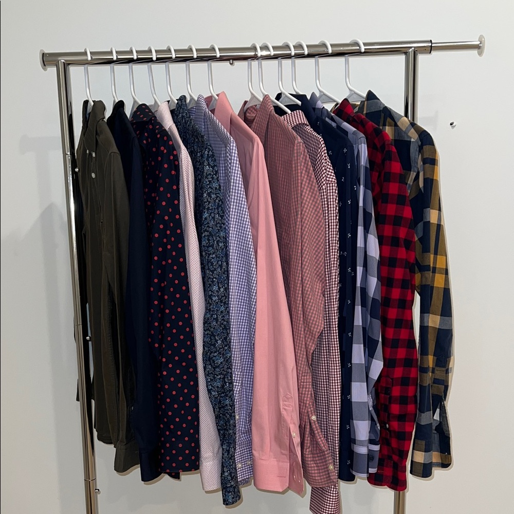 Express, Zara, Micheal Kor’s Men's Patterned Button-Up Shirts - Blue, Red, Pink